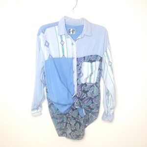 Vintage 90's HG NY Multi Patchwork Button Down Shirt Size Small